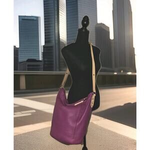 Cole Haan Magenta Leather Hobo Shoulder Handbag 15x12x6